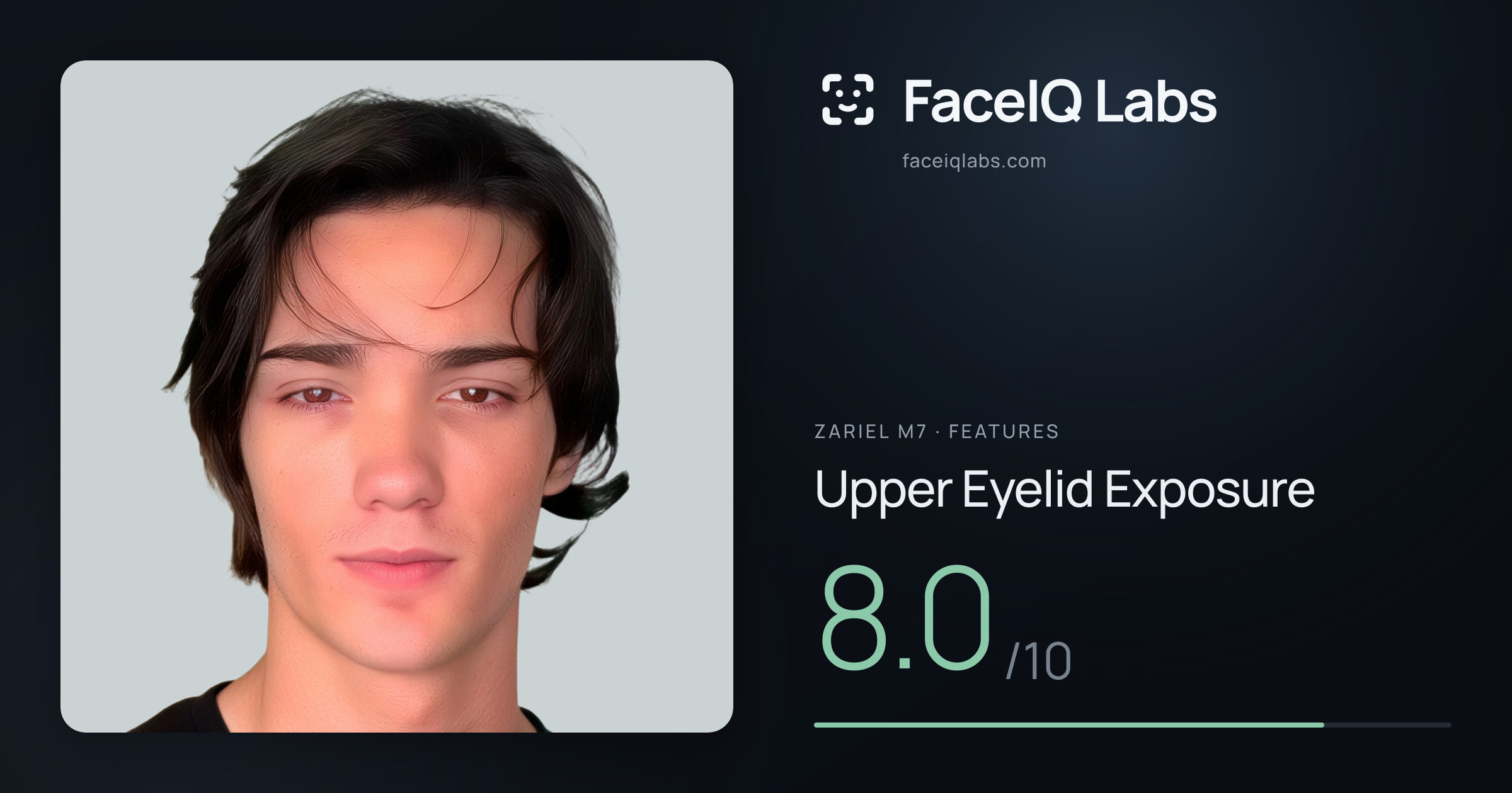 Zariel M7 Upper Eyelid Exposure: 8.0/10, drawn on the photo