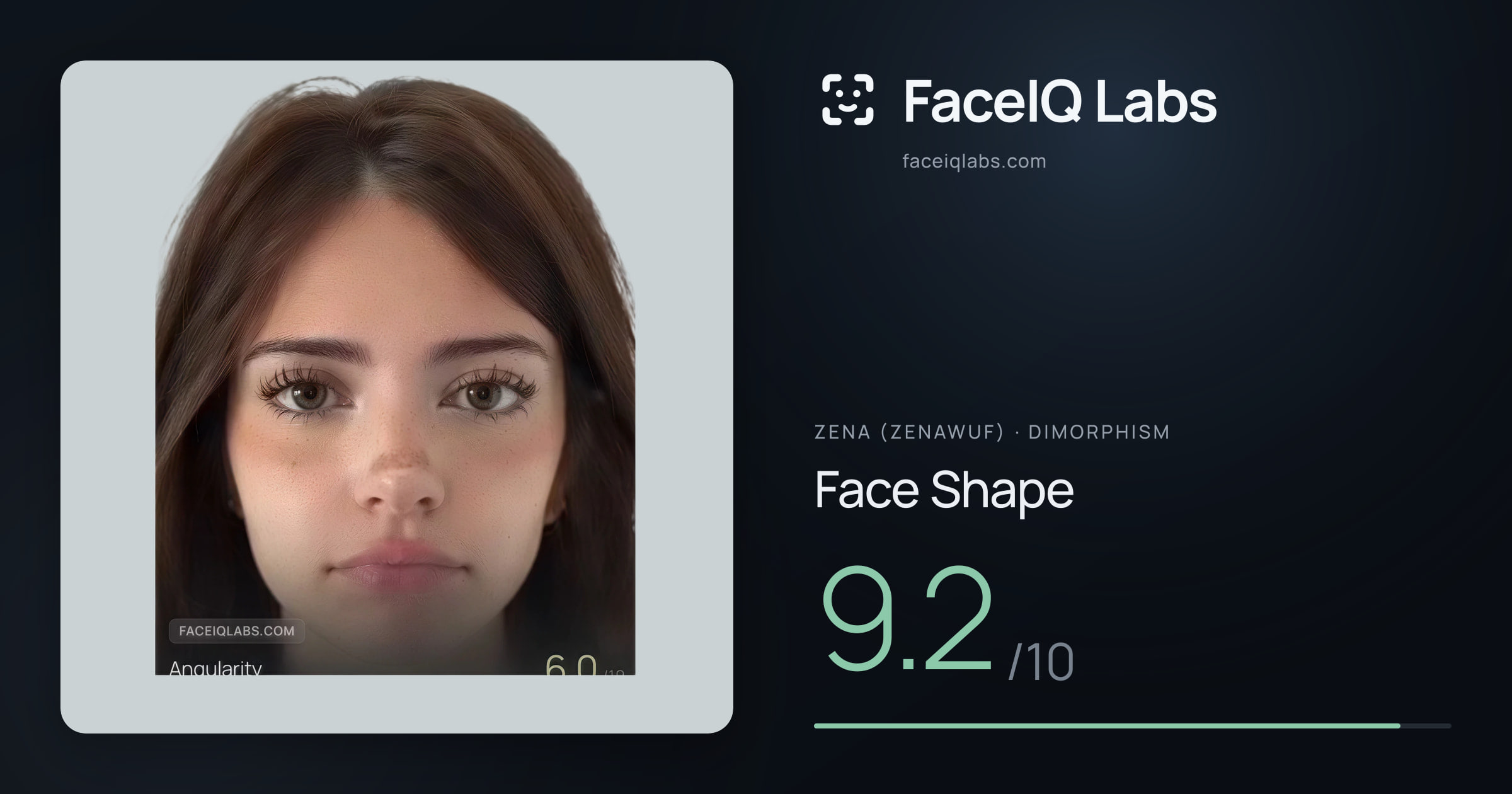 Zena (Zenawuf) Face Shape: 9.2/10, drawn on the photo