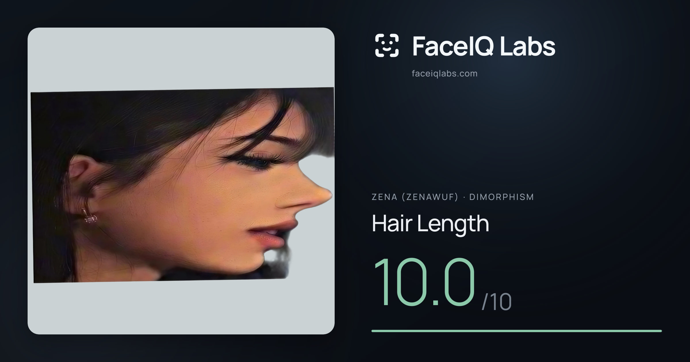 Zena (Zenawuf) Hair Length: 10.0/10, drawn on the photo