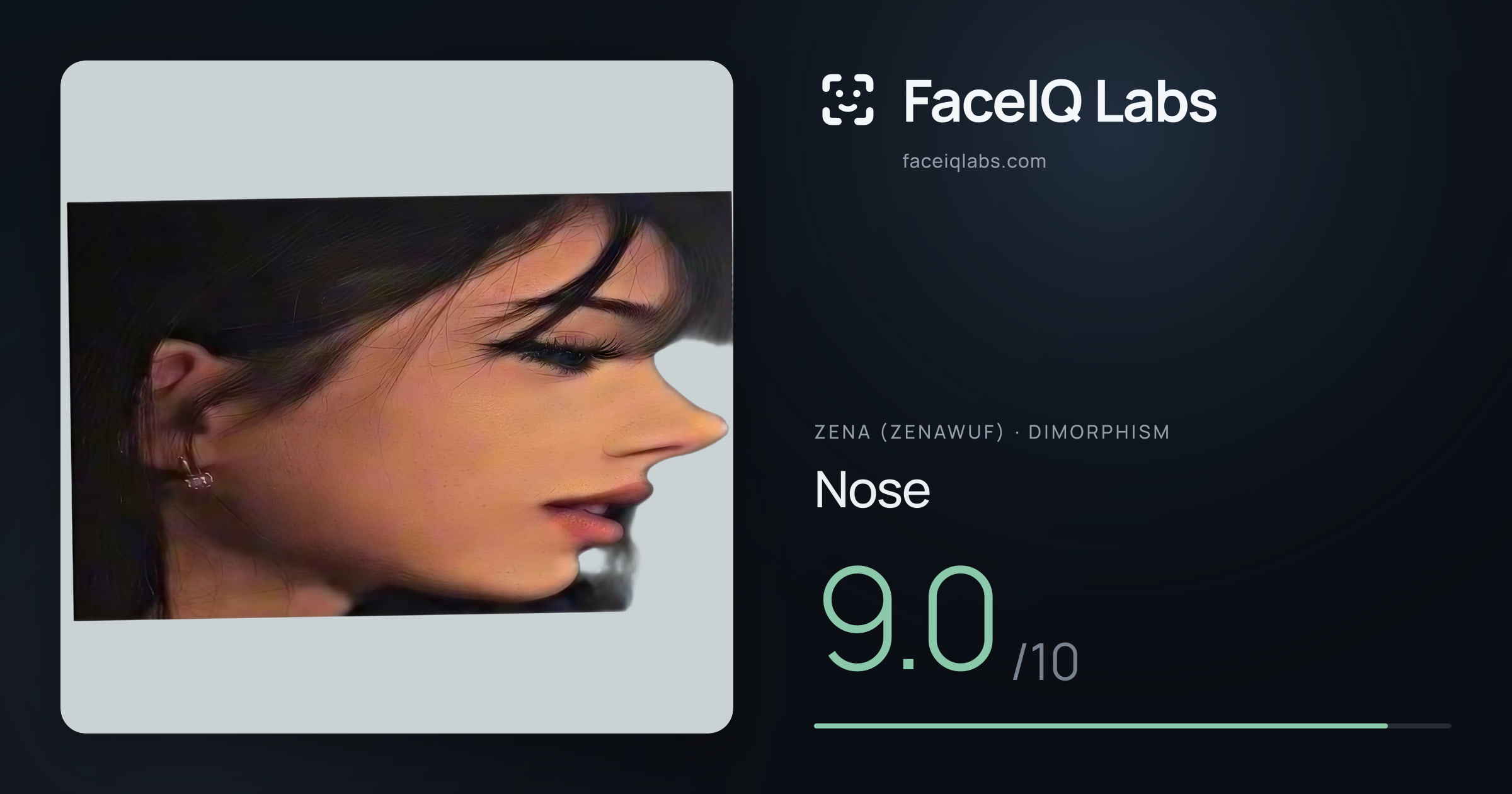 Zena (Zenawuf) Nose: 9.0/10, drawn on the photo
