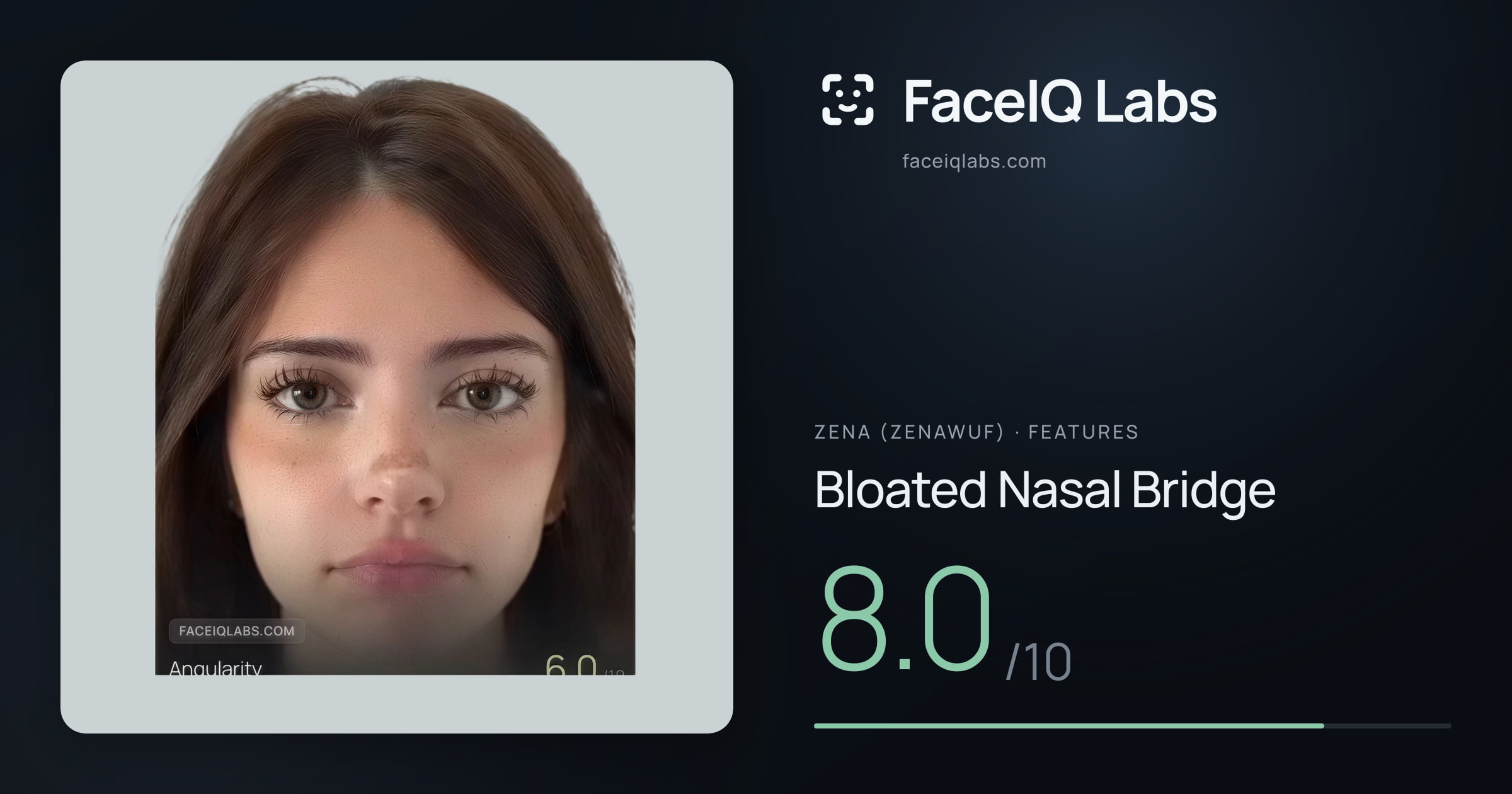 Zena (Zenawuf) Bloated Nasal Bridge: 8.0/10, drawn on the photo