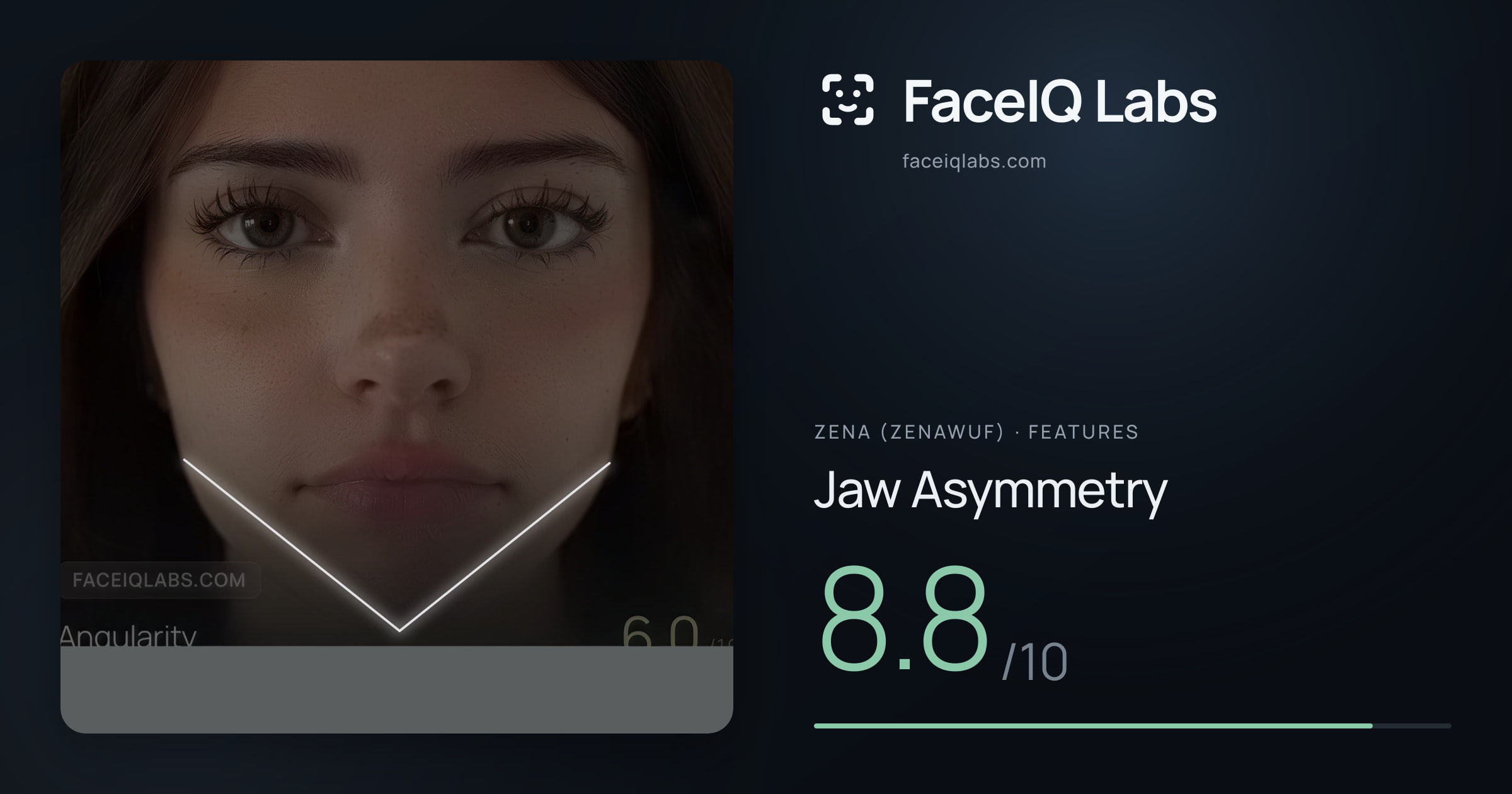 Zena (Zenawuf) Jaw Asymmetry: 8.8/10, drawn on the photo