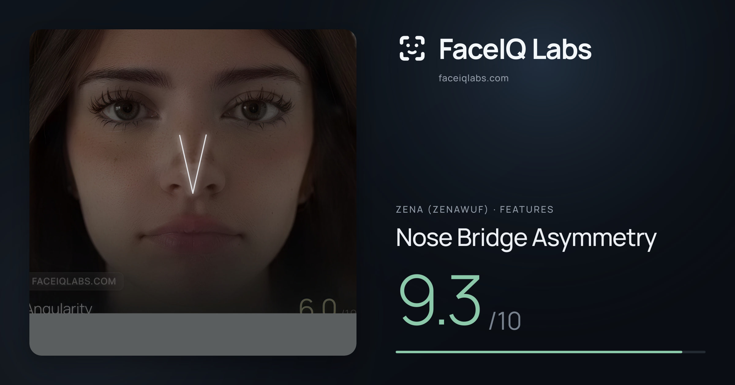 Zena (Zenawuf) Nose Bridge Asymmetry: 9.3/10, drawn on the photo