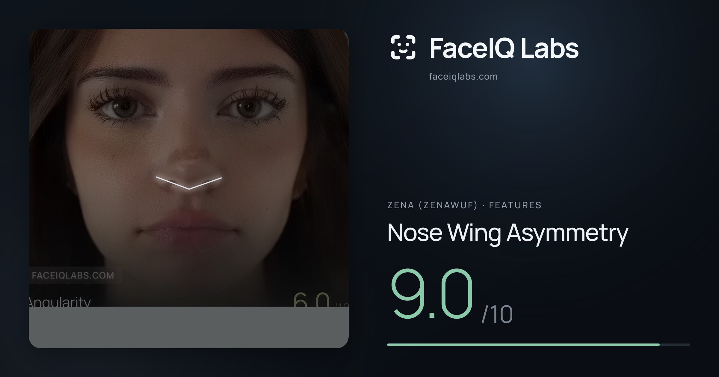Zena (Zenawuf) Nose Wing Asymmetry: 9.0/10, drawn on the photo