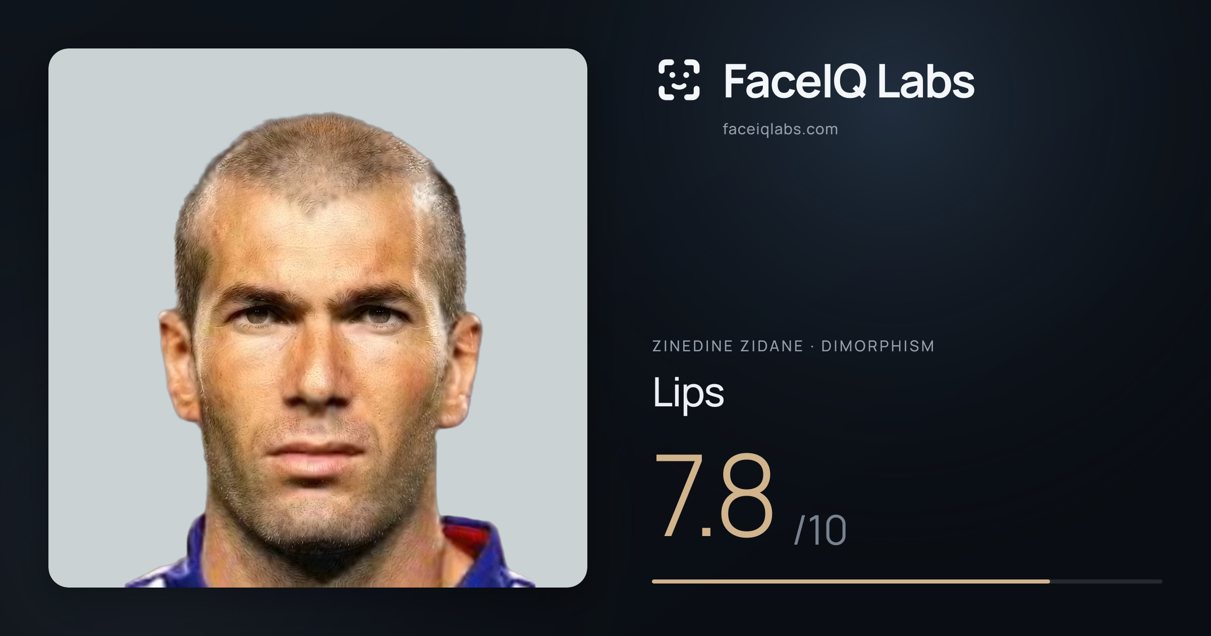 Zinedine Zidane Lips: 7.8/10, drawn on the photo